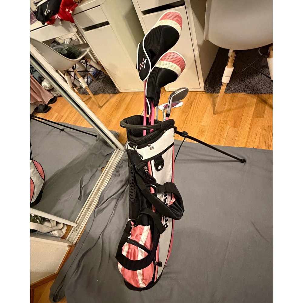 Precise X7 Junior Girls Golf Club Set Pink RH 5 Clubs Stand Bag Headcovers